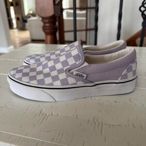 Vans Checkerboard Slip On Purple White Womens Size 5 NWOB